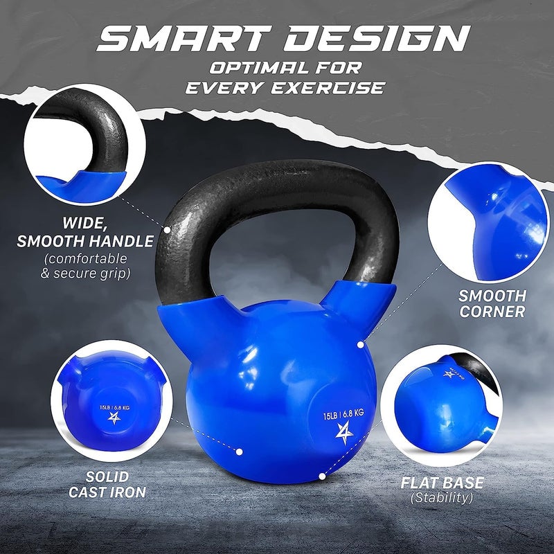 Yes4All Kettlebell, 5-100 LB Vinyl Coated Cast Iron Strength Training Kettlebells for Home Gym Exercises, Fitness, Full Body Workout Equipment, Push Ups, and Grip Strength - Image 3